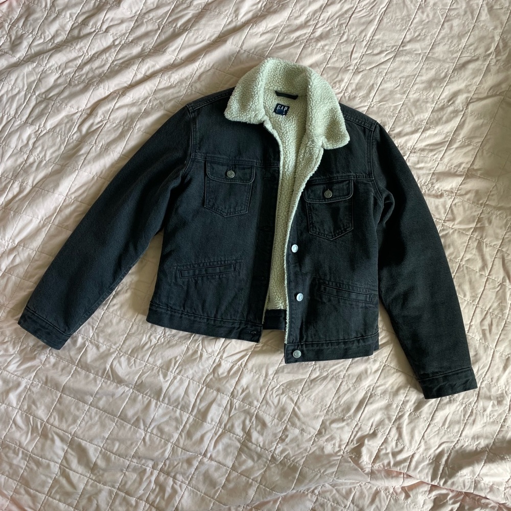 Gap Black Sherpa-Lined Denim Jacket